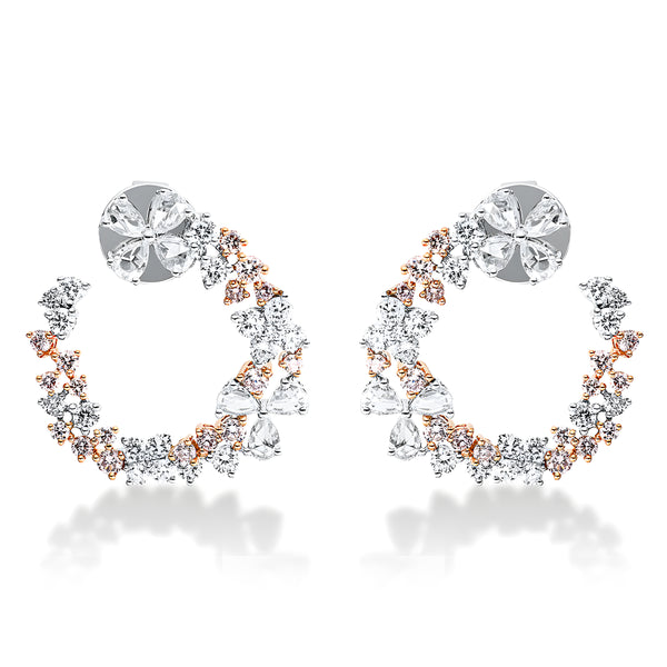 Cercei cu diamante albe și roz Rose Petal Symphony