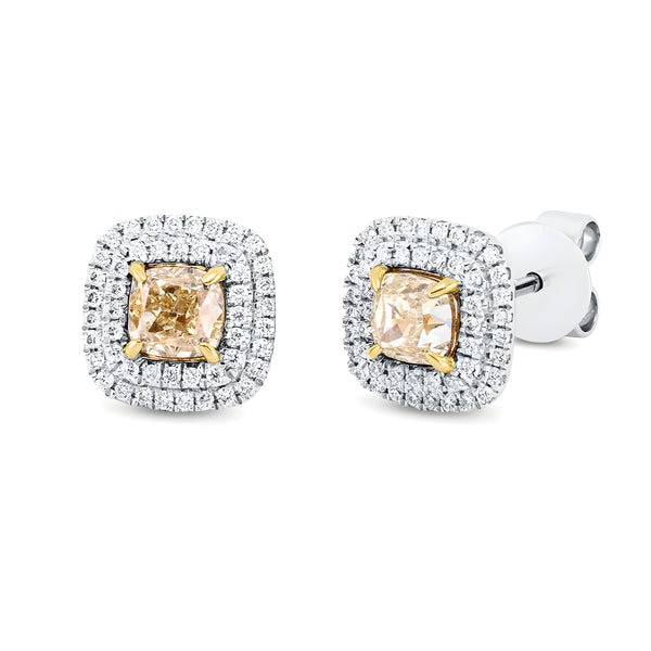 Cercei cu diamante albe și galbene Incredible Sunset