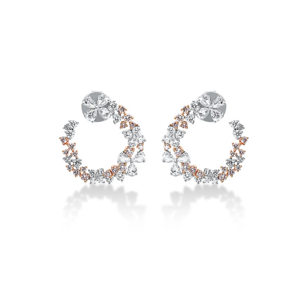 Cercei cu diamante albe și roz Rose Petal Symphony