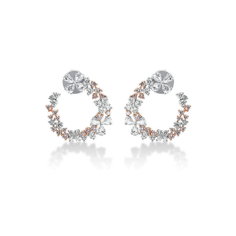 Cercei cu diamante albe și roz Rose Petal Symphony