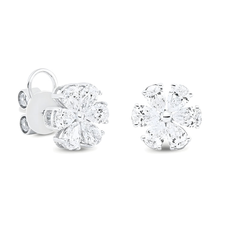 Cercei cu diamante albe Petals Of Light