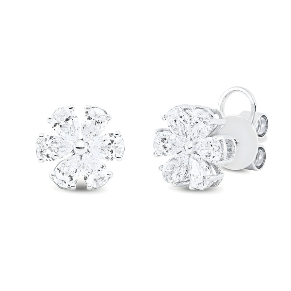 Cercei cu diamante naturale Petals Of Light. Miruna House Of Jewels. Aur alb 18K.