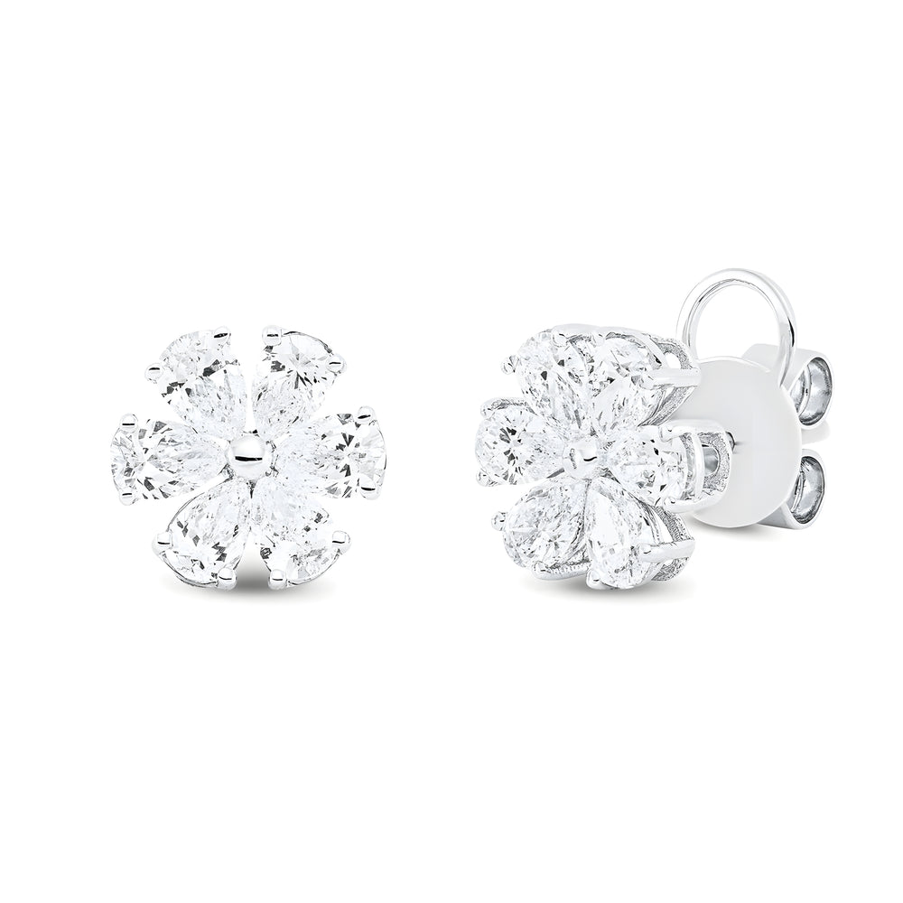 Cercei cu diamante naturale Petals Of Light. Miruna House Of Jewels. Aur alb 18K.