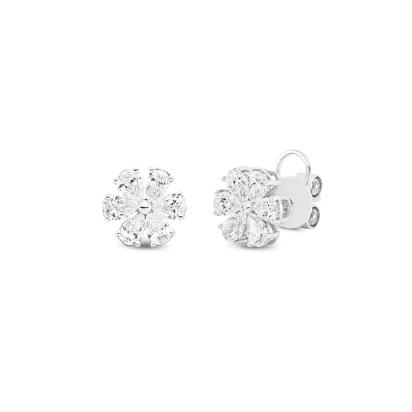 Cercei cu diamante naturale Petals Of Light. Miruna House Of Jewels. Aur alb 18K.