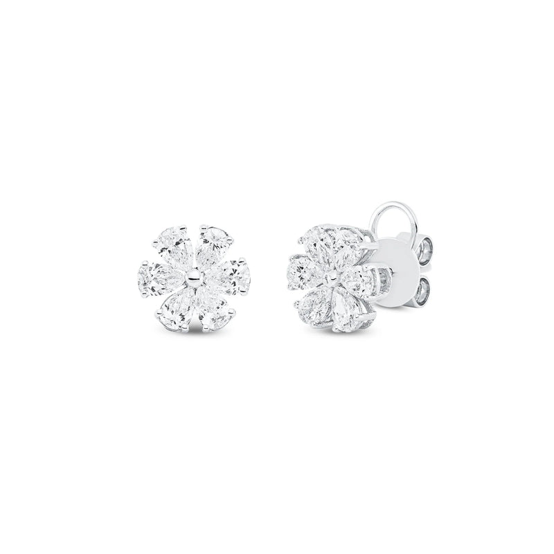 Cercei cu diamante naturale Petals Of Light. Miruna House Of Jewels. Aur alb 18K.