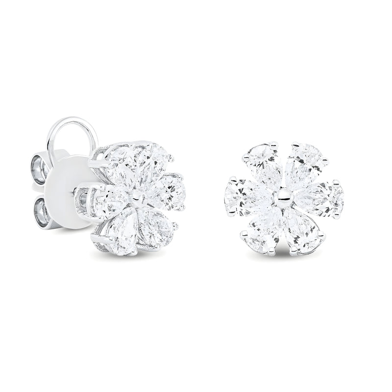 Cercei cu diamante naturale Petals Of Light. Miruna House Of Jewels. Aur alb 18K.
