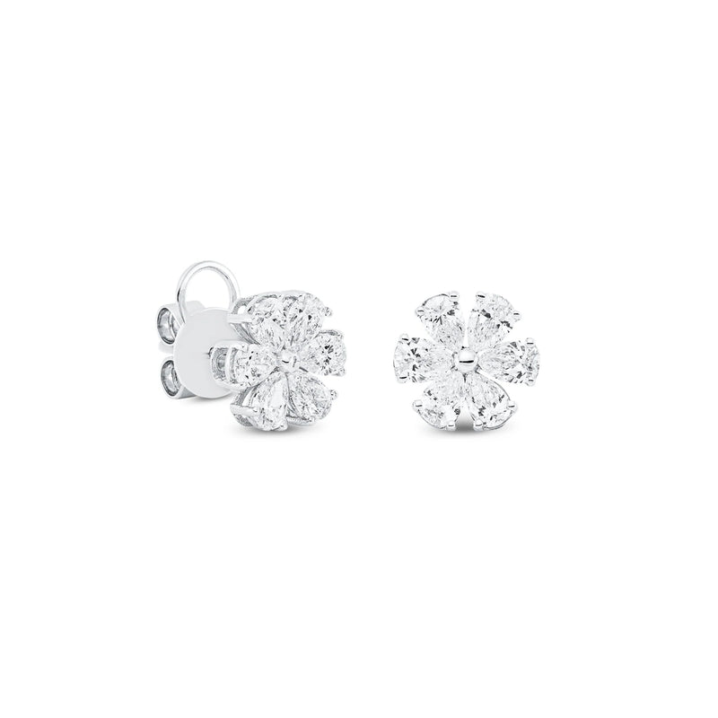 Cercei cu diamante naturale Petals Of Light. Miruna House Of Jewels. Aur alb 18K.