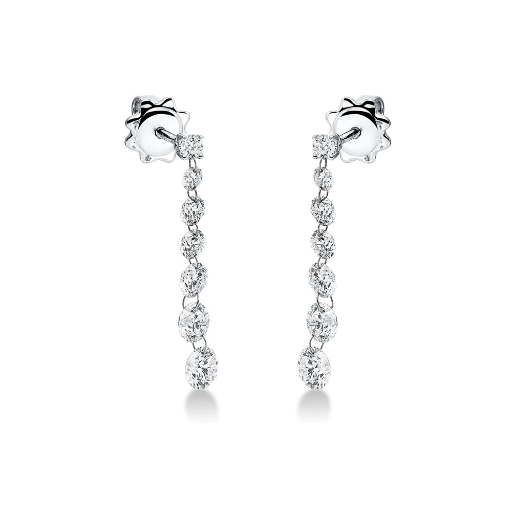 Cercei cu diamante naturale albe Dancing Diamonds. Aur 18K. Miruna House Of Jewels