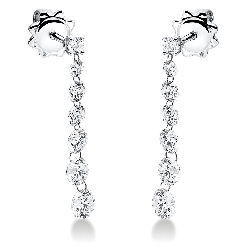Cercei cu diamante naturale albe Dancing Diamonds. Aur 18K. Miruna House Of Jewels