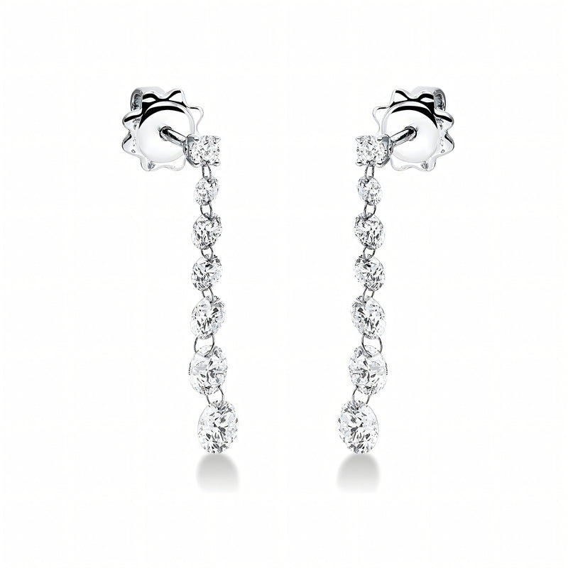 Cercei cu diamante naturale albe Dancing Diamonds. Aur 18K. Miruna House Of Jewels