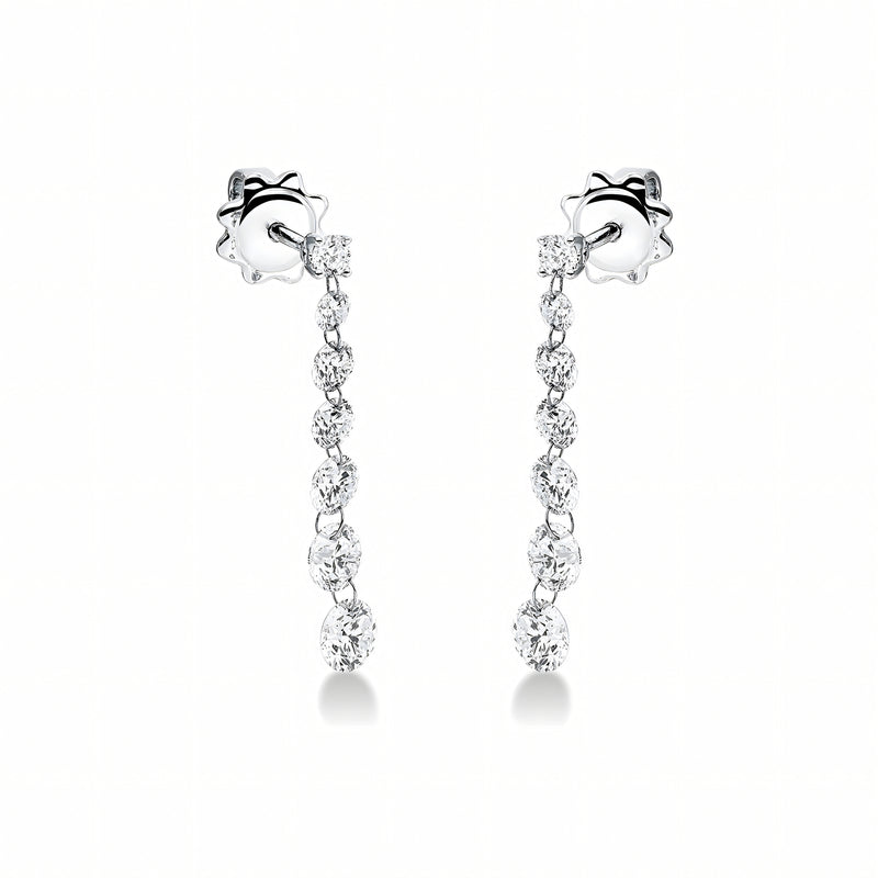 Cercei cu diamante naturale albe Dancing Diamonds. Aur 18K. Miruna House Of Jewels