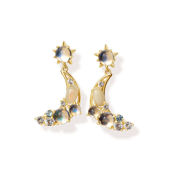 Cercei cu piatra lunii și topaz Me and The Moon