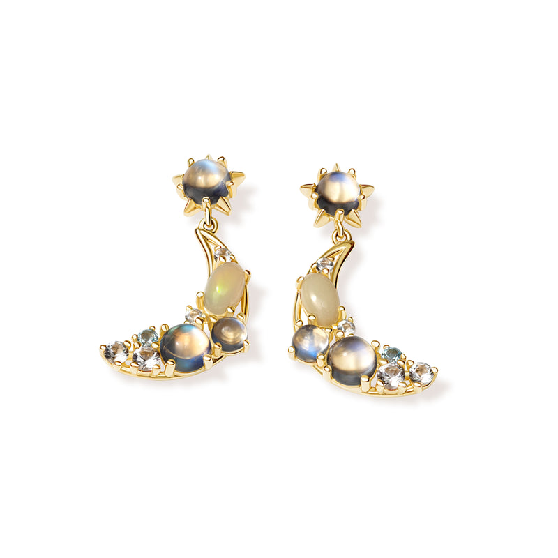 Cercei cu piatra lunii și topaz Me and The Moon