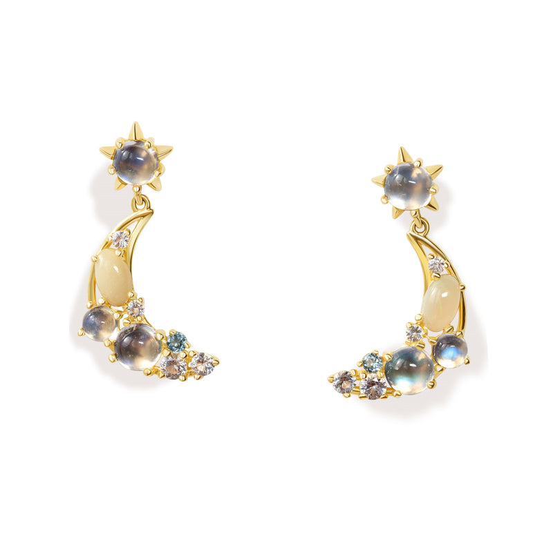 Cercei cu piatra lunii și topaz Me and The Moon
