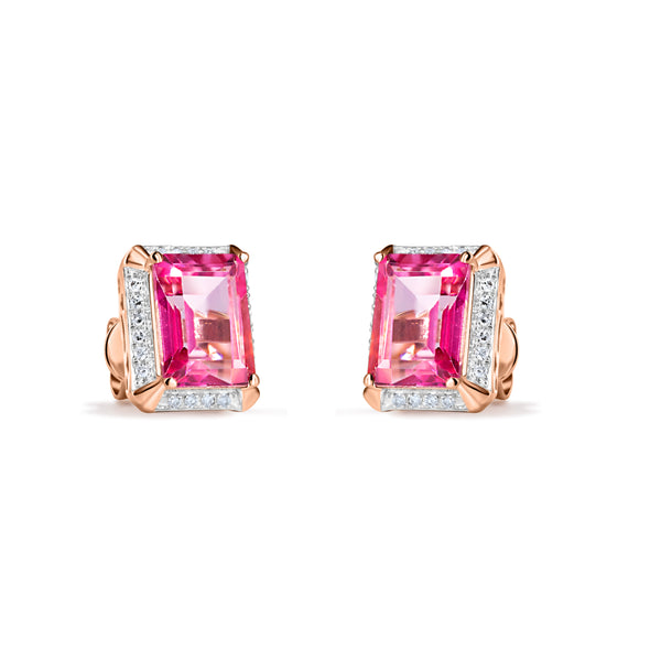 Cercei cu topaz roz și diamante Pink Obsession