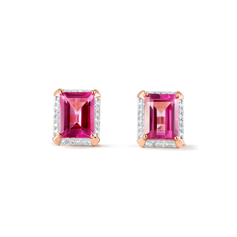 Cercei cu topaz roz și diamante Pink Obsession