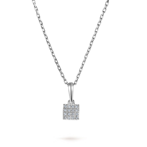 Pandantiv aur alb și diamante Carre