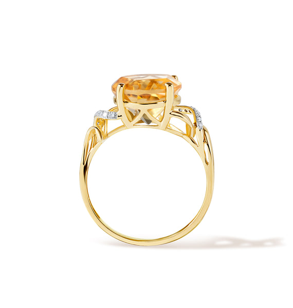 Inel cu diamante naturale și citrin Aurora