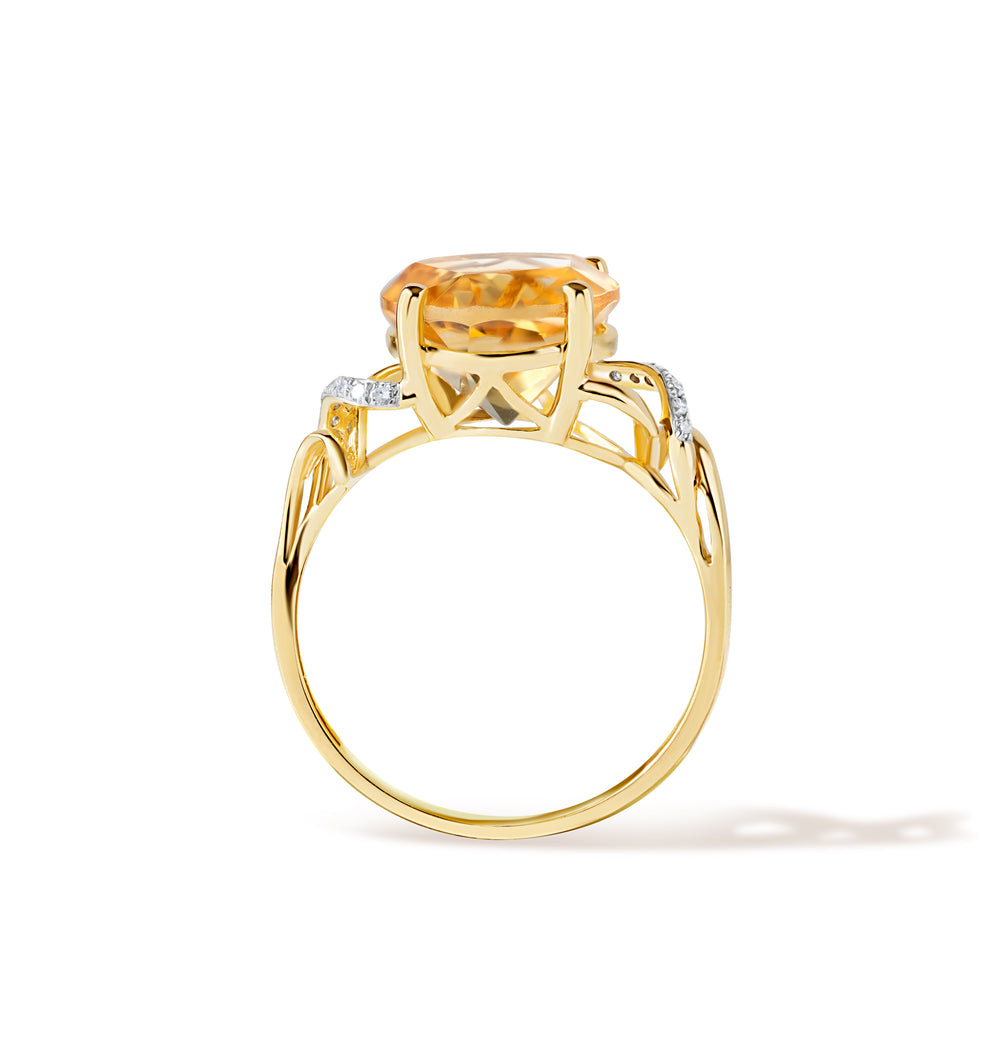 Inel cu diamante naturale și citrin Aurora
