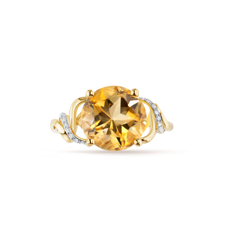 Inel cu diamante naturale și citrin Aurora