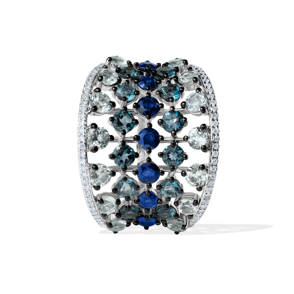 Inel cu safire diamante și topaz Midnight Symphony