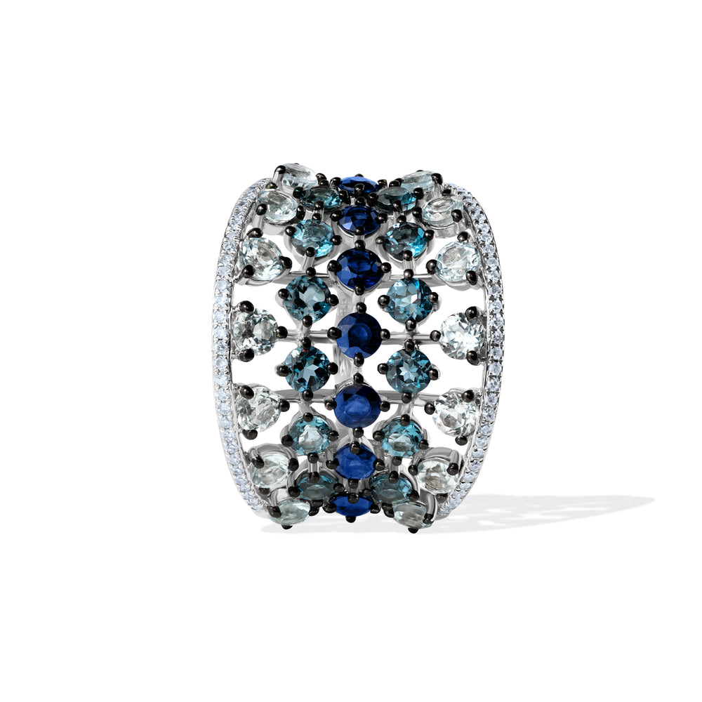 Inel cu safire diamante și topaz Midnight Symphony