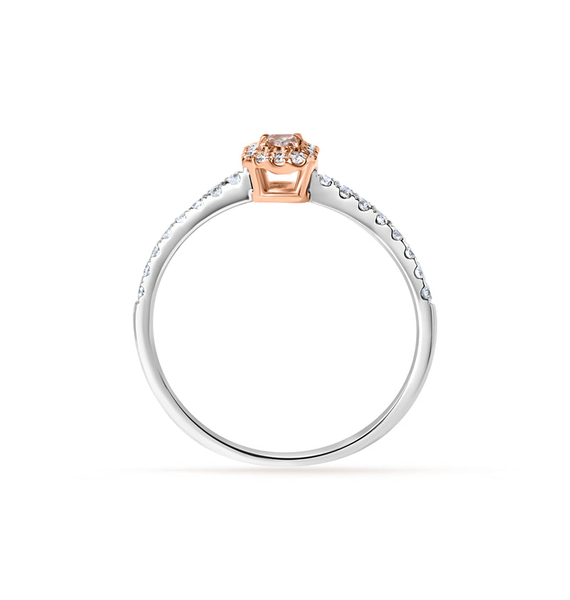 Inel cu diamant roz și diamante albe Rosa Divina