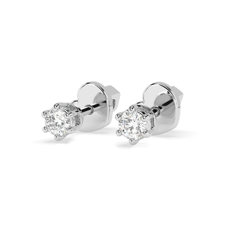 Cercei din aur alb 18K și diamante Classic Diamond Studs