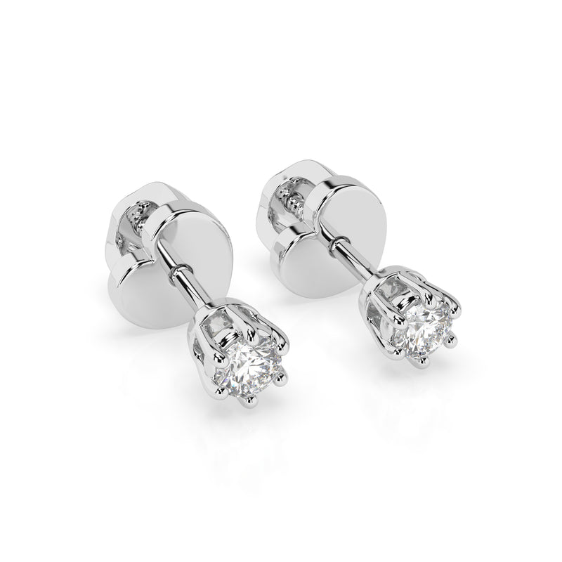 Cercei din aur alb 18K și diamante Classic Diamond Studs