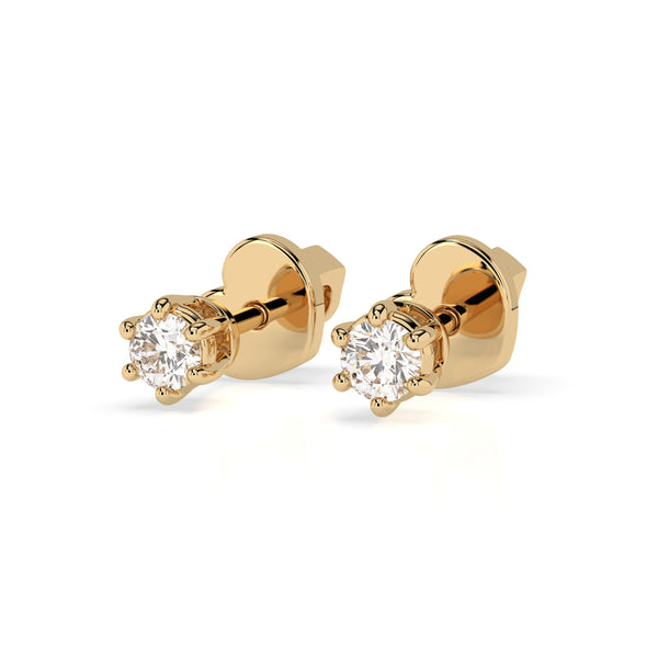 Cercei din aur galben 18K și diamante Classic Diamond Studs