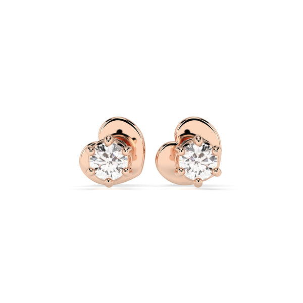 Cercei din aur roz 18K și diamante Classic Diamond Studs