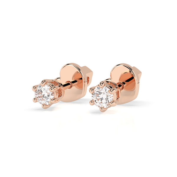 Cercei din aur roz 18K și diamante Classic Diamond Studs