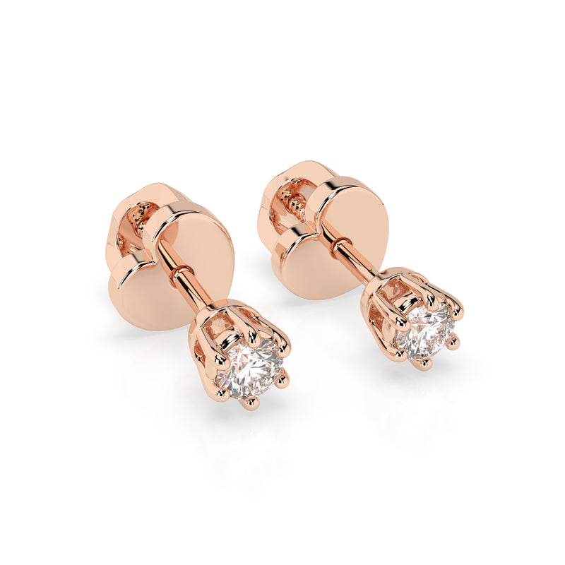 Cercei din aur roz 18K și diamante Classic Diamond Studs