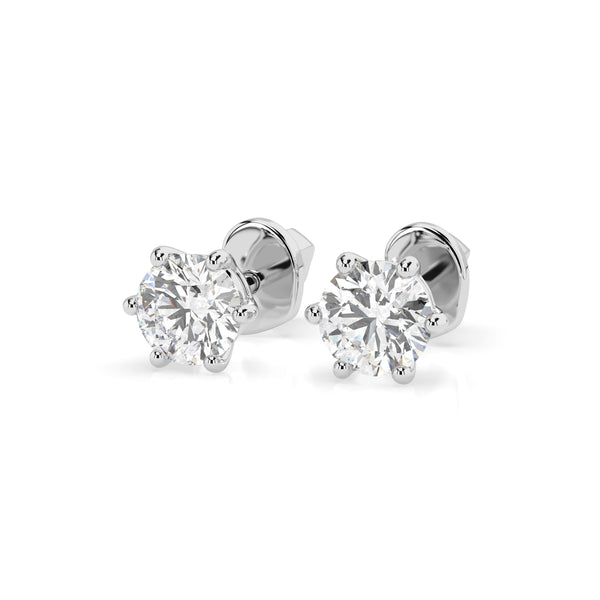Cercei din aur alb 18K și diamante Classic Diamond Studs 0.6 carate