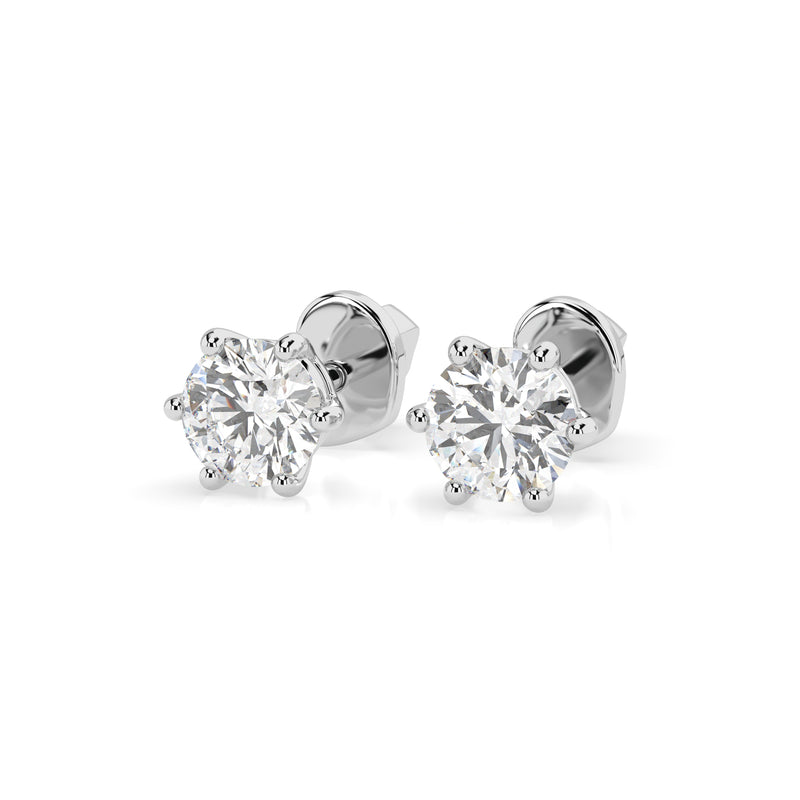 Cercei din aur alb 18K și diamante Classic Diamond Studs 0.6 carate