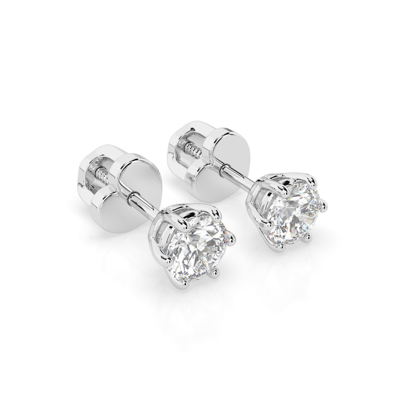 Cercei din aur alb 18K și diamante Classic Diamond Studs 0.6 carate