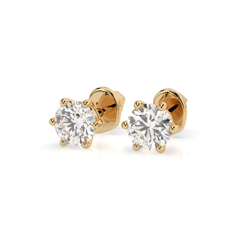 Cercei din aur galben 18K și diamante Classic Diamond Studs 0.6 carate