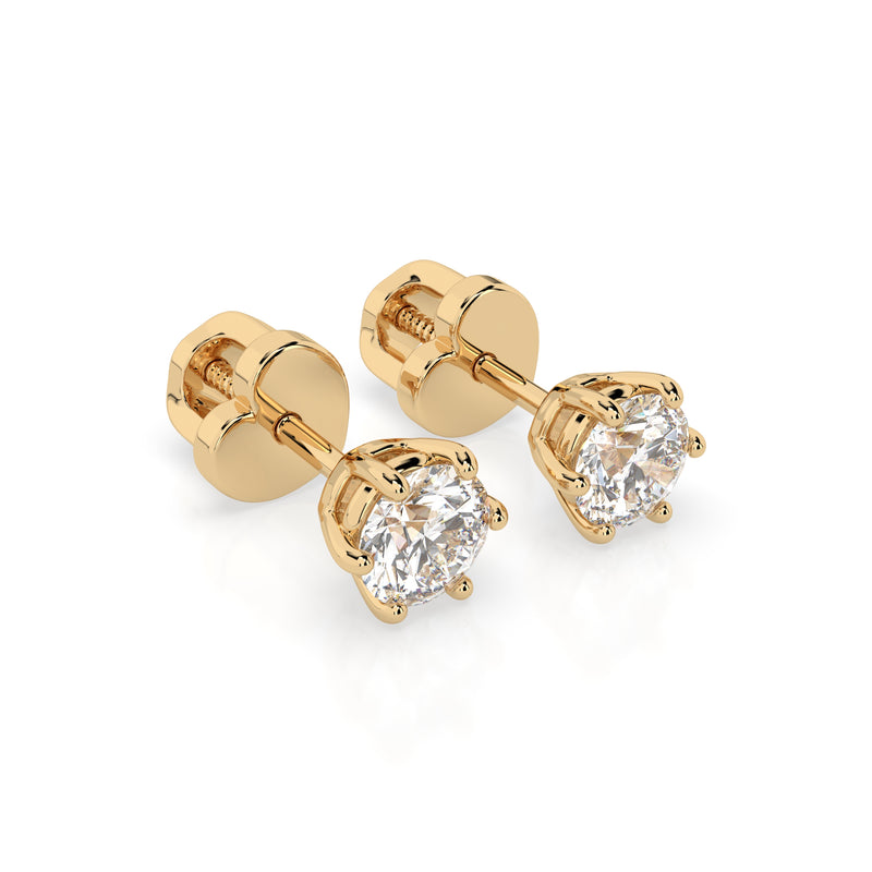 Cercei din aur galben 18K și diamante Classic Diamond Studs 0.6 carate