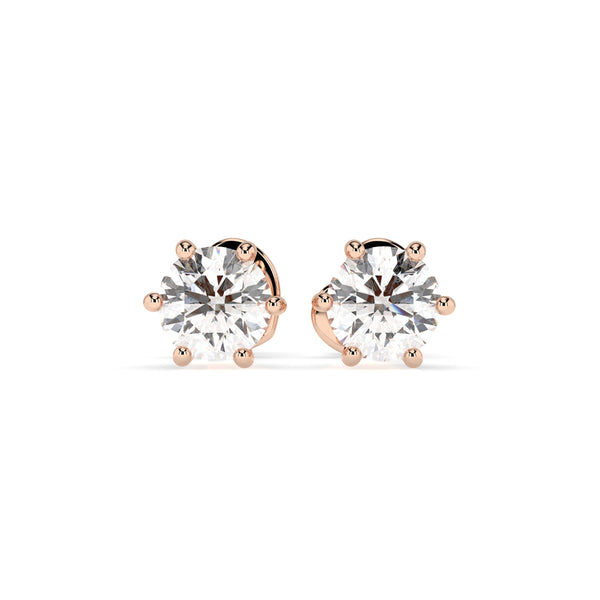 Cercei din aur roz 18K și diamante Classic Diamond Studs 0.6 carate