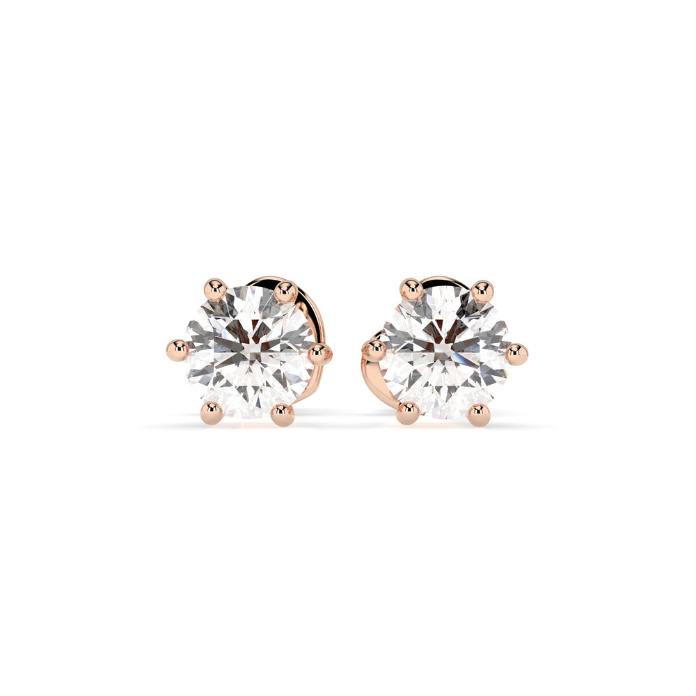 Cercei din aur roz 18K și diamante Classic Diamond Studs 0.6 carate