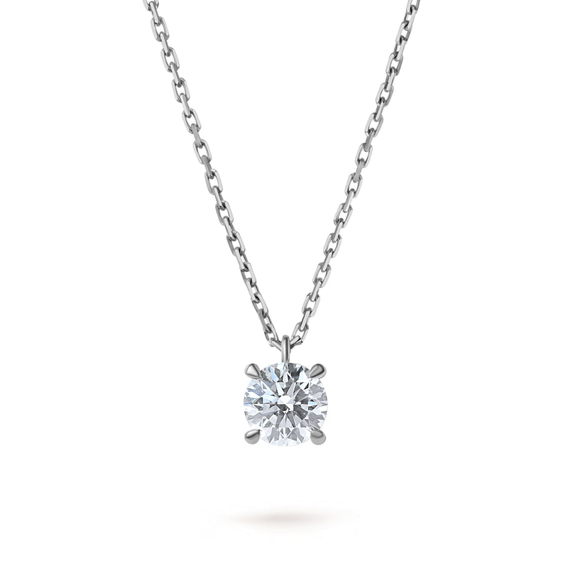 Colier cu diamant natural  0.3 carate Solitaire Heritage din Aur Alb 18K. Miruna House Of Jewels 