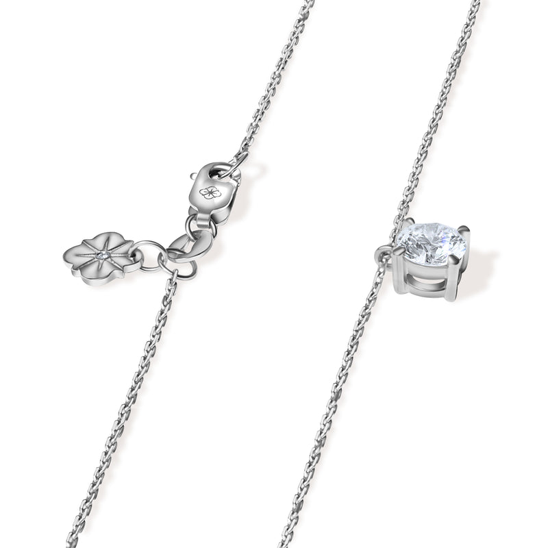 Colier cu diamant natural  0.3 carate Solitaire Heritage din Aur Alb 18K. Miruna House Of Jewels 