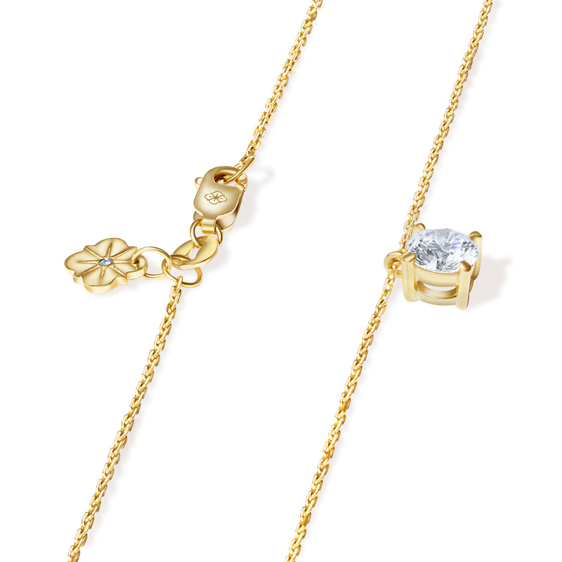 Colier cu diamant natural  0.3 carate Solitaire Heritage din Aur Galben 18K. Miruna House Of Jewels 