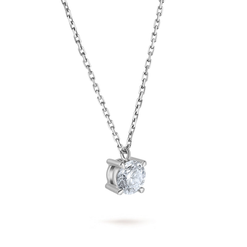 Colier cu diamant natural  0.5 carate Solitaire Heritage din Aur Alb 18K. Miruna House Of Jewels 