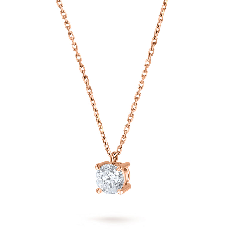 Colier cu diamant natural  0.5 carate Solitaire Heritage din Aur Roz 18K. Miruna House Of Jewels 