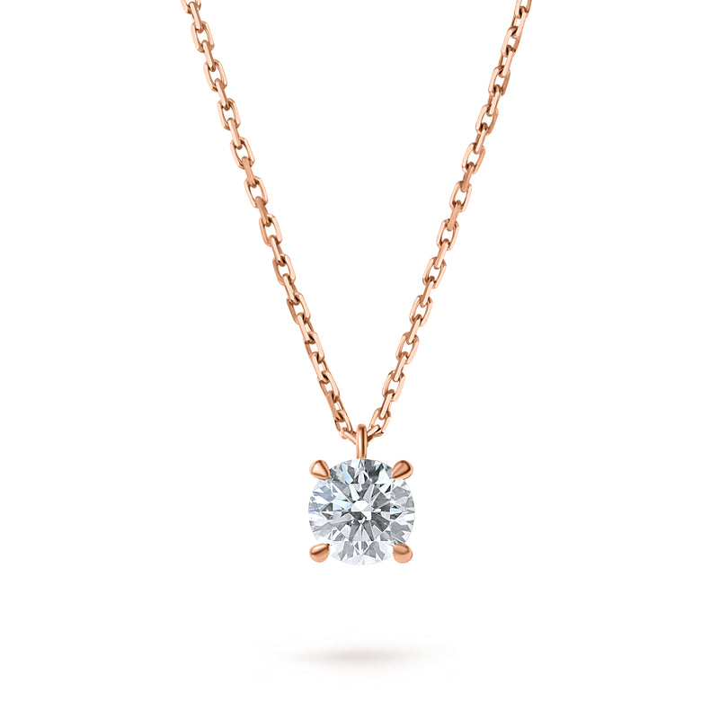 Colier cu diamant natural  0.5 carate Solitaire Heritage din Aur Roz 18K. Miruna House Of Jewels 