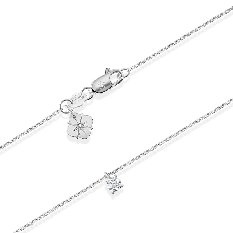 Colier cu diamant 0.1 carate Solitaire Signature din Aur Alb 18K. Miruna House Of Jewels 