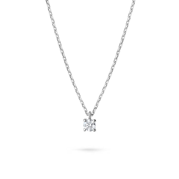 Colier cu diamant 0.1 carate Solitaire Signature din Aur Alb 18K. Miruna House Of Jewels 