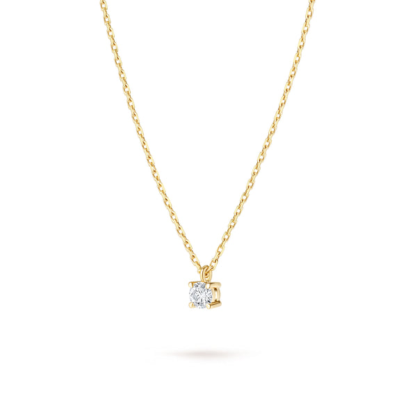 Colier cu diamant 0.1 carate Solitaire Signature din Aur Galben 18K. Miruna House Of Jewels 
