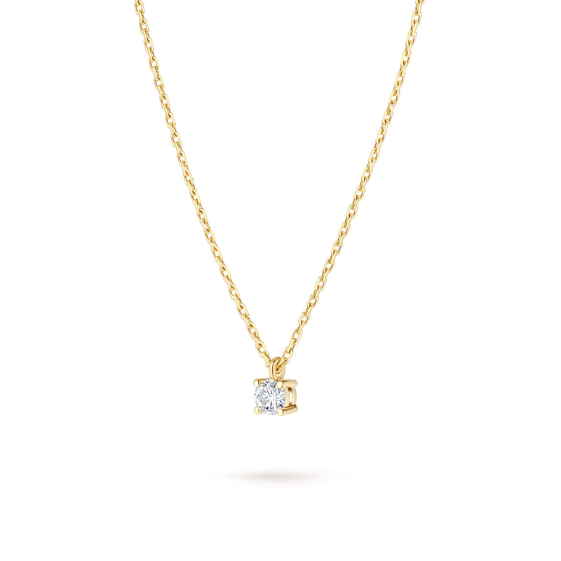 Colier cu diamant 0.1 carate Solitaire Signature din Aur Galben 18K. Miruna House Of Jewels 
